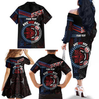 Aotearoa and Samoa Together For Te Tiriti Family Matching Off The Shoulder Long Sleeve Dress and Hawaiian Shirt Kowhaiwhai Mix Siapo - Flag Color LT7 - Polynesian Pride