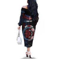 Aotearoa and Samoa Together For Te Tiriti Family Matching Off The Shoulder Long Sleeve Dress and Hawaiian Shirt Kowhaiwhai Mix Siapo - Flag Color LT7 - Polynesian Pride