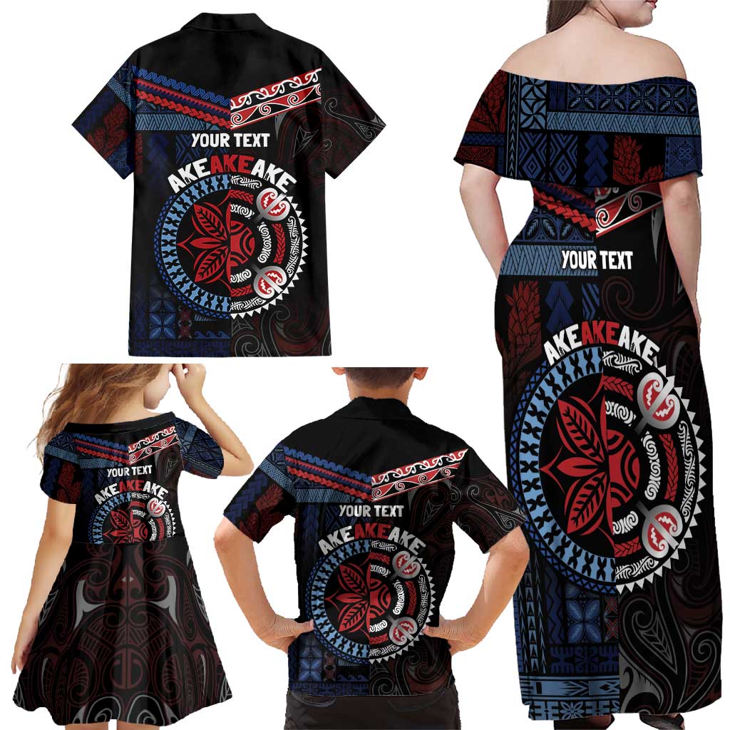 Aotearoa and Samoa Together For Te Tiriti Family Matching Off Shoulder Maxi Dress and Hawaiian Shirt Kowhaiwhai Mix Siapo - Flag Color LT7 - Polynesian Pride