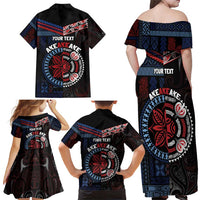 Aotearoa and Samoa Together For Te Tiriti Family Matching Off Shoulder Maxi Dress and Hawaiian Shirt Kowhaiwhai Mix Siapo - Flag Color LT7 - Polynesian Pride