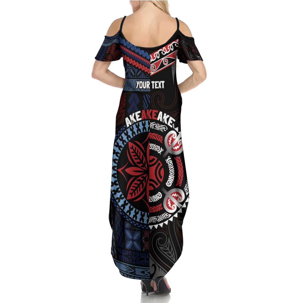 Aotearoa and Samoa Together For Te Tiriti Family Matching Summer Maxi Dress and Hawaiian Shirt Kowhaiwhai Mix Siapo - Flag Color LT7 - Polynesian Pride