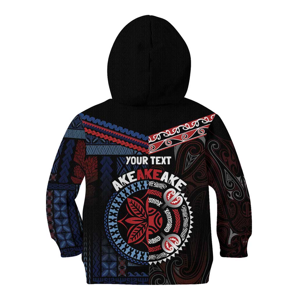 Aotearoa and Samoa Together For Te Tiriti Kid Hoodie Kowhaiwhai Mix Siapo - Flag Color