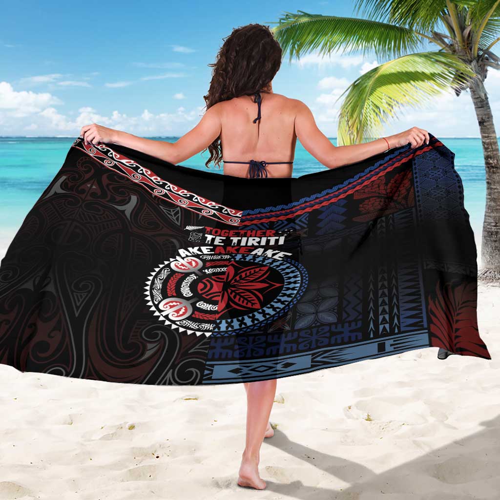 Aotearoa and Samoa Together For Te Tiriti Sarong Kowhaiwhai Mix Siapo - Flag Color