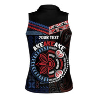 Aotearoa and Samoa Together For Te Tiriti Women Sleeveless Polo Shirt Kowhaiwhai Mix Siapo - Flag Color LT7 - Polynesian Pride