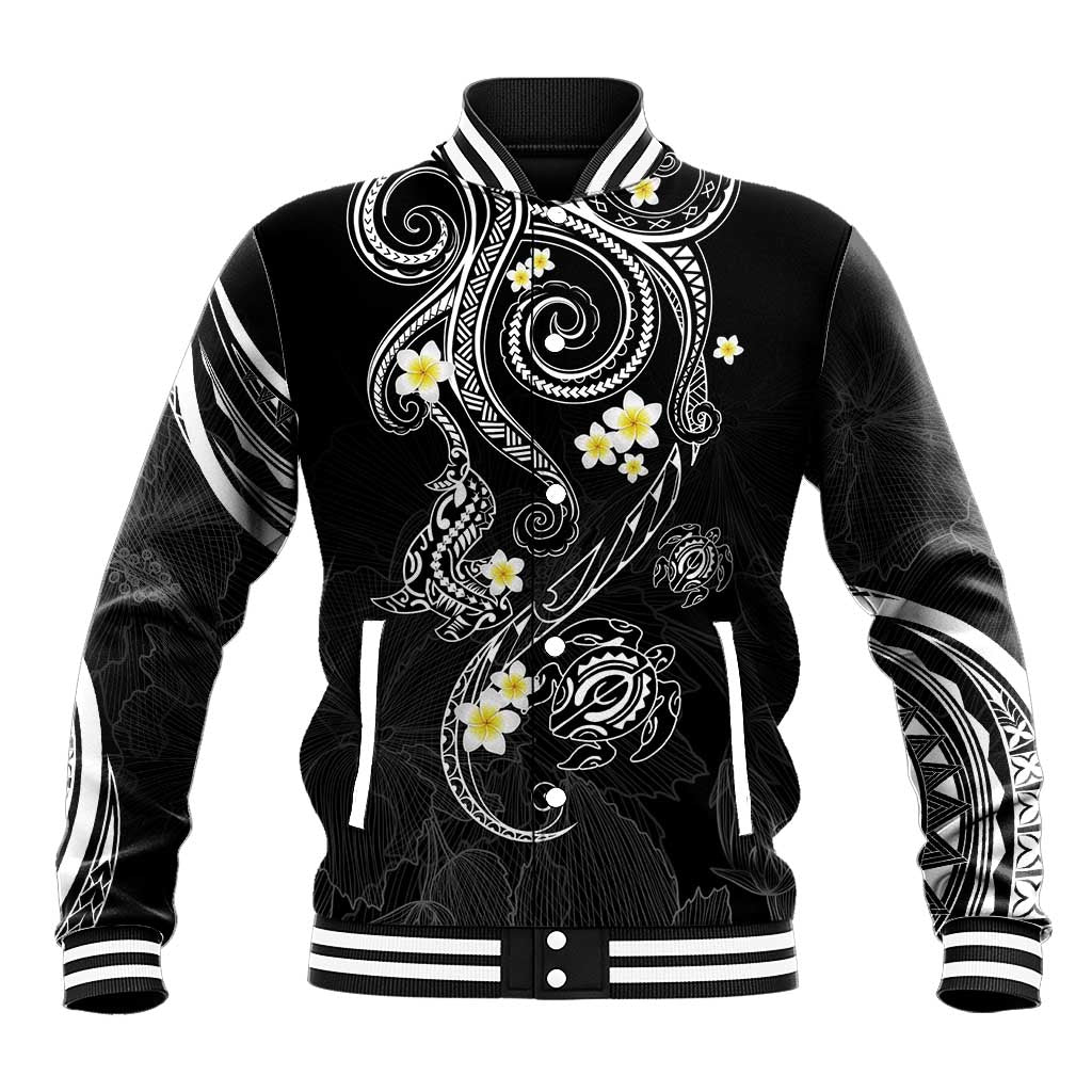 Polynesia Tribal Baseball Jacket Tentacles Plumeria