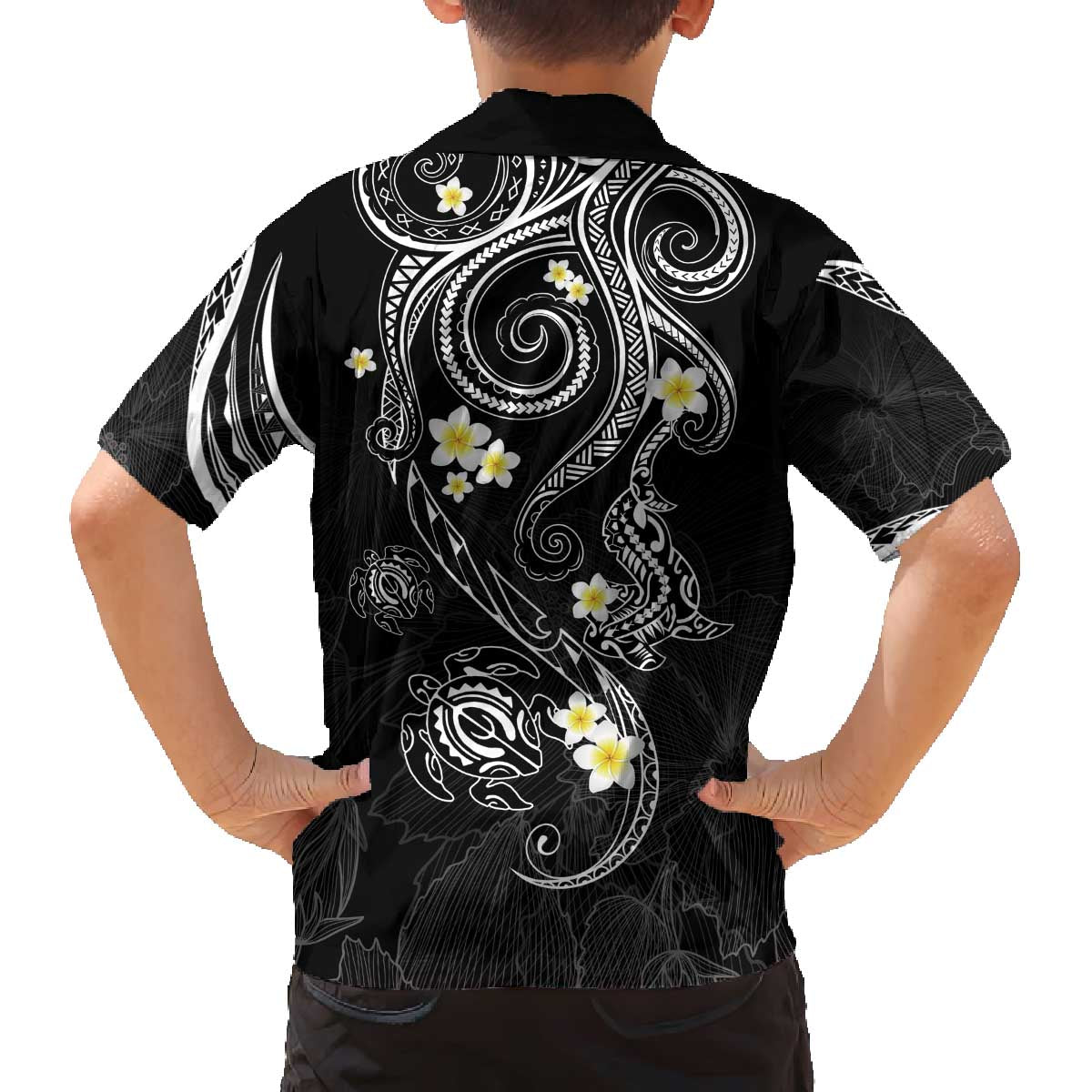Polynesia Tribal Family Matching Off The Shoulder Long Sleeve Dress and Hawaiian Shirt Tentacles Plumeria LT7 - Polynesian Pride