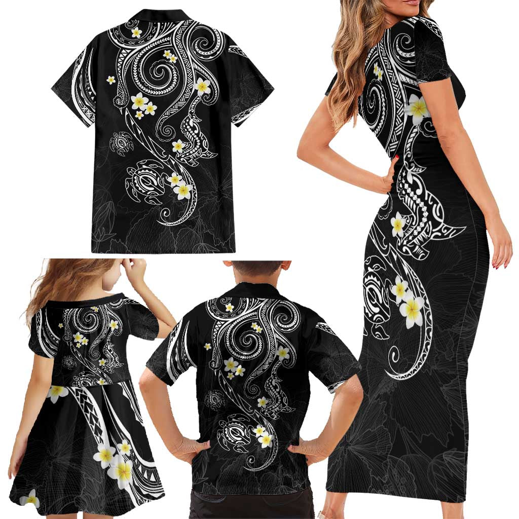 Polynesia Tribal Family Matching Short Sleeve Bodycon Dress and Hawaiian Shirt Tentacles Plumeria LT7 - Polynesian Pride