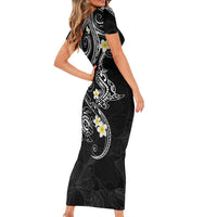 Polynesia Tribal Family Matching Short Sleeve Bodycon Dress and Hawaiian Shirt Tentacles Plumeria LT7 - Polynesian Pride