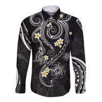 Polynesia Tribal Long Sleeve Button Shirt Tentacles Plumeria
