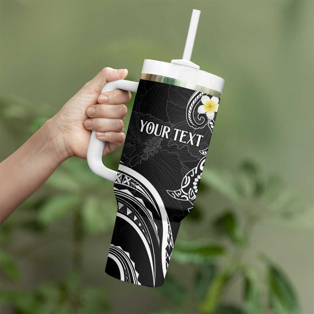 Polynesia Tribal Tumbler With Handle Tentacles Plumeria