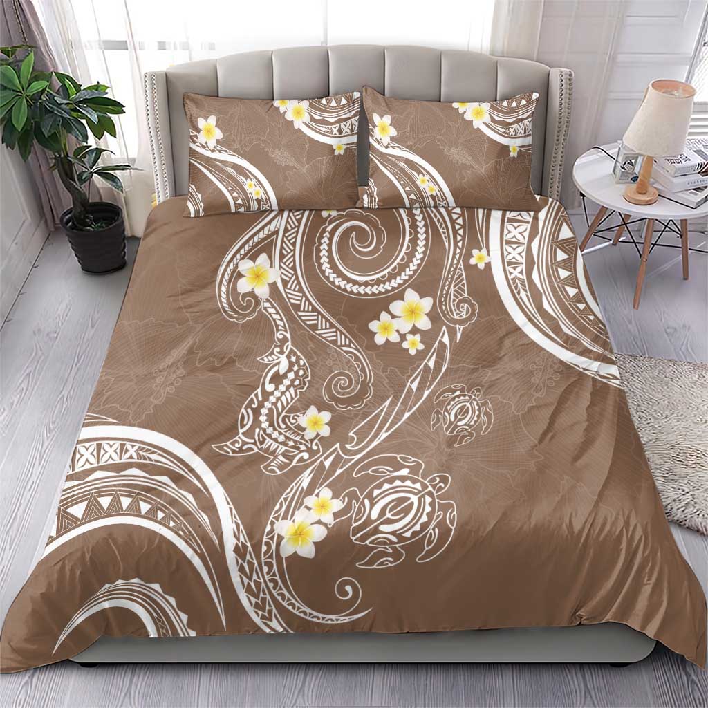 Polynesia Tribal Bedding Set Mocha Plumeria Tentacles
