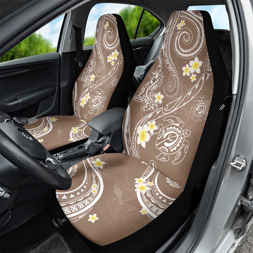 Polynesia Tribal Car Seat Cover Mocha Plumeria Tentacles