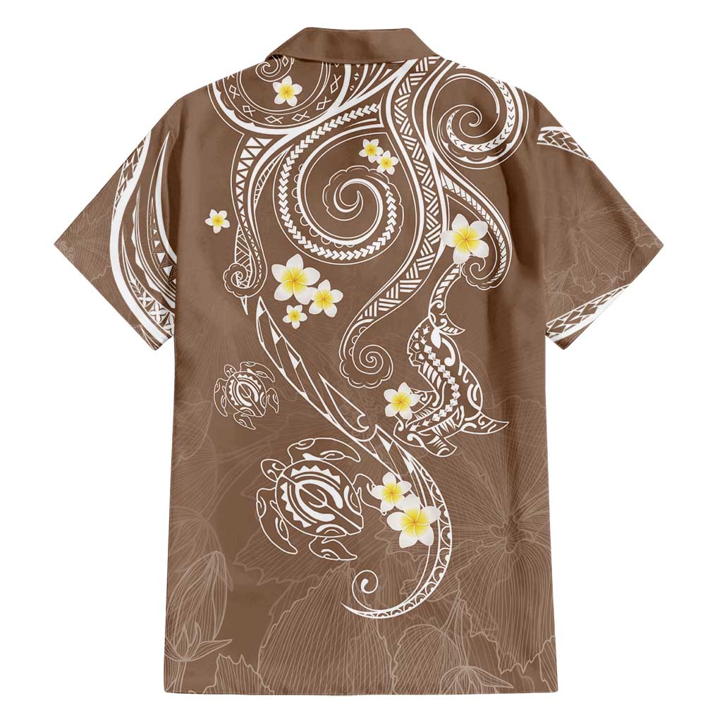 Polynesia Tribal Family Matching Long Sleeve Bodycon Dress and Hawaiian Shirt Mocha Plumeria Tentacles LT7 - Polynesian Pride