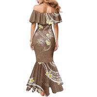 Polynesia Tribal Family Matching Mermaid Dress and Hawaiian Shirt Mocha Plumeria Tentacles