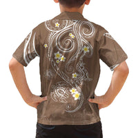 Polynesia Tribal Family Matching Off The Shoulder Long Sleeve Dress and Hawaiian Shirt Mocha Plumeria Tentacles LT7 - Polynesian Pride