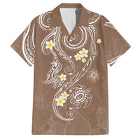 Polynesia Tribal Family Matching Off Shoulder Maxi Dress and Hawaiian Shirt Mocha Plumeria Tentacles