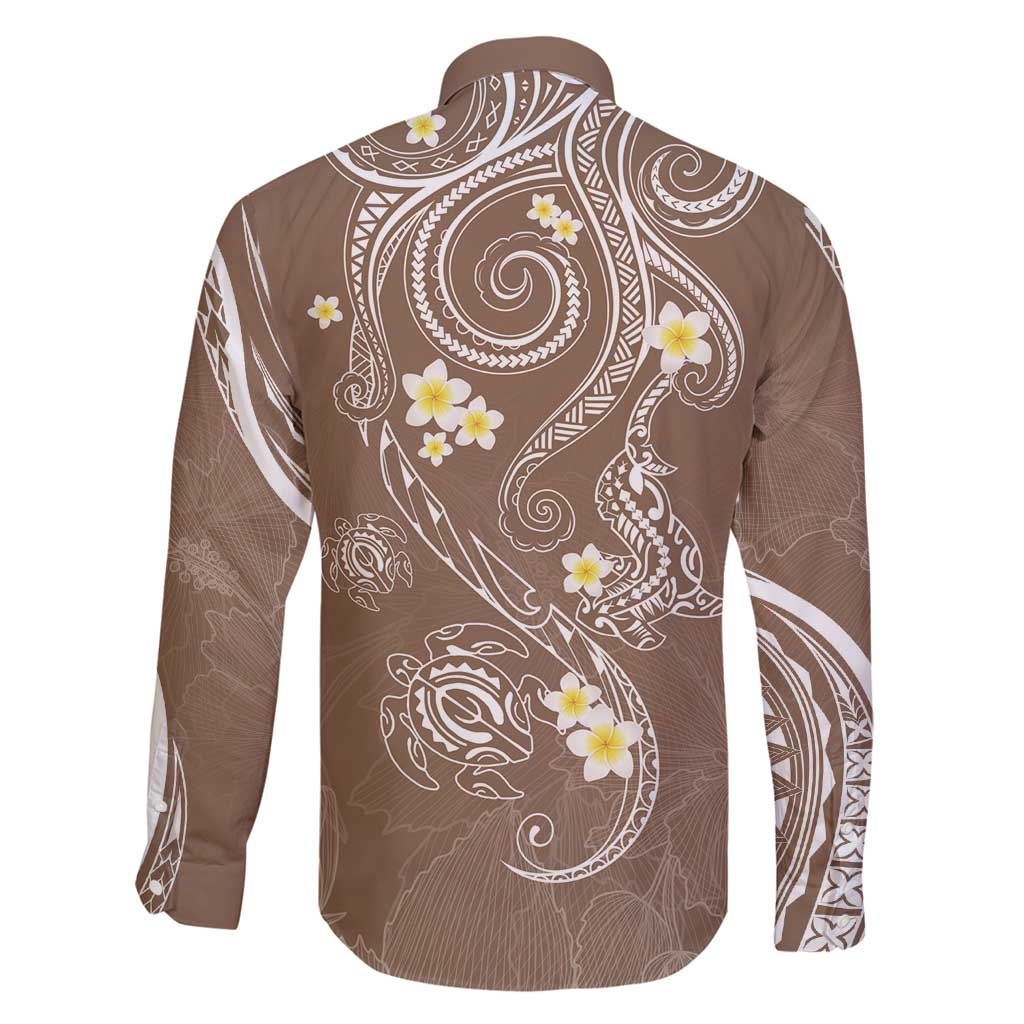 Polynesia Tribal Family Matching Off Shoulder Short Dress and Hawaiian Shirt Mocha Plumeria Tentacles