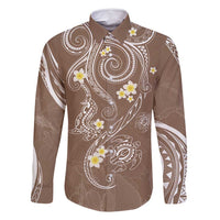 Polynesia Tribal Family Matching Tank Maxi Dress and Hawaiian Shirt Mocha Plumeria Tentacles
