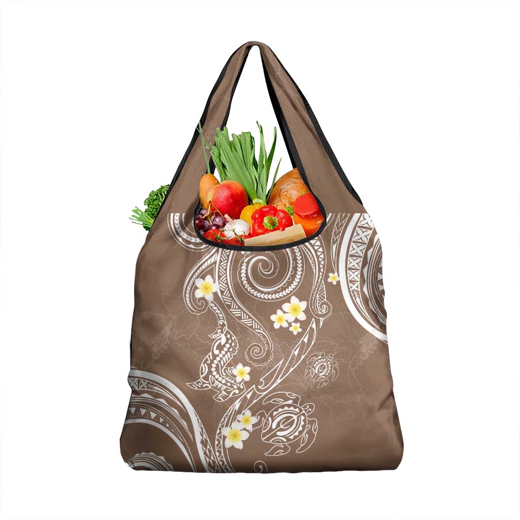 Polynesia Tribal Grocery Bag Mocha Plumeria Tentacles LT7 1-pack One Size Mocha - Polynesian Pride