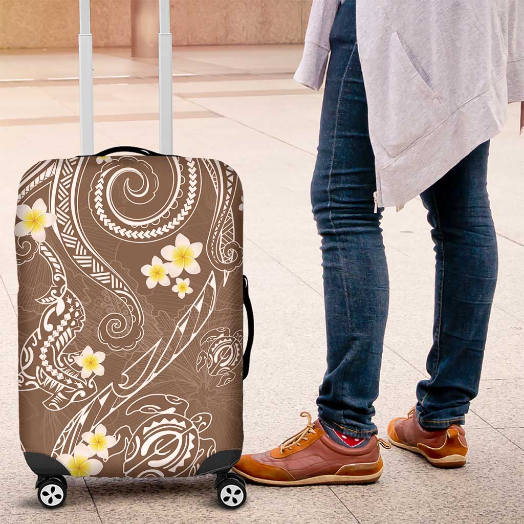 Polynesia Tribal Luggage Cover Mocha Plumeria Tentacles LT7 Mocha - Polynesian Pride