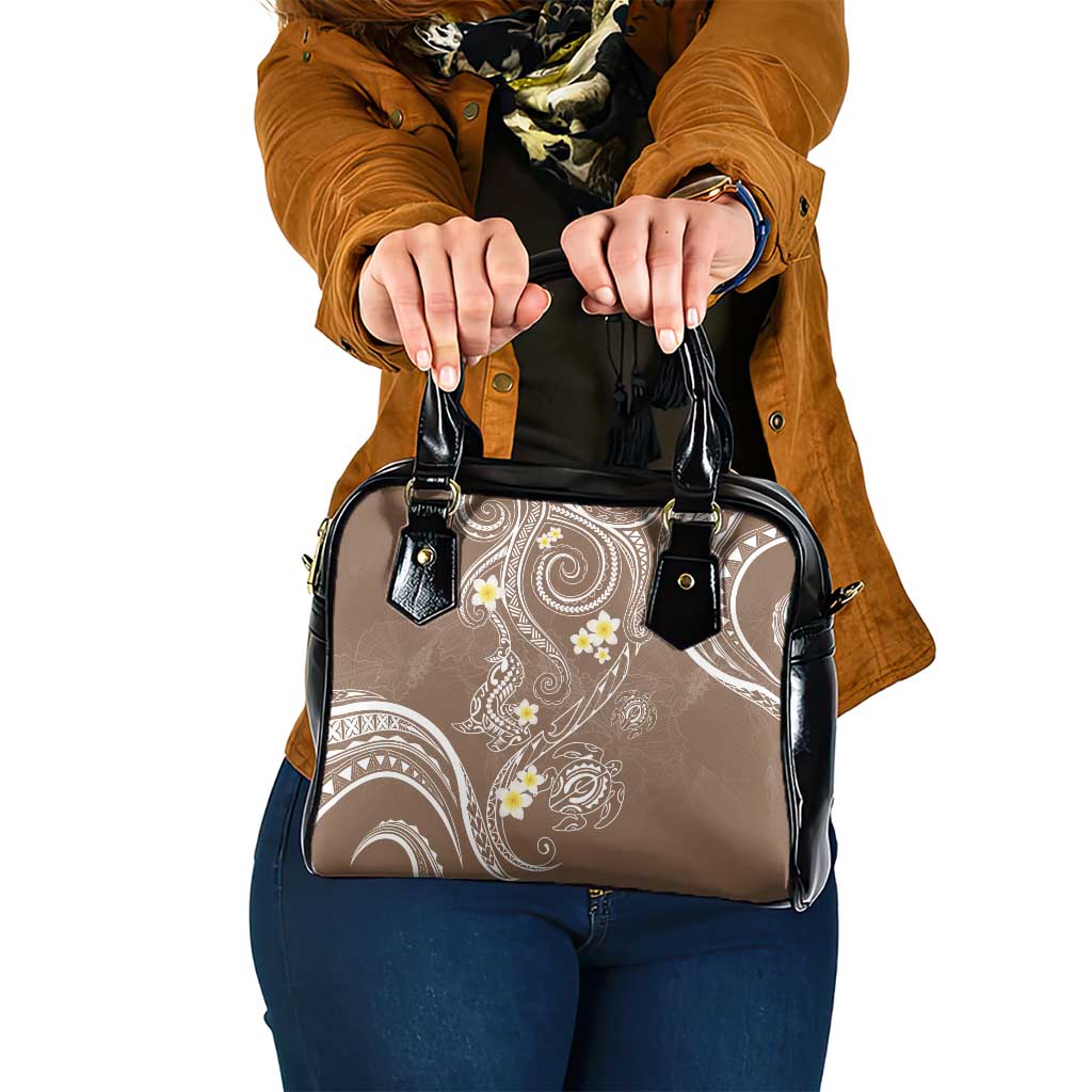 Polynesia Tribal Shoulder Handbag Mocha Plumeria Tentacles LT7 One Size Mocha - Polynesian Pride