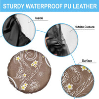 Polynesia Tribal Spare Tire Cover Mocha Plumeria Tentacles