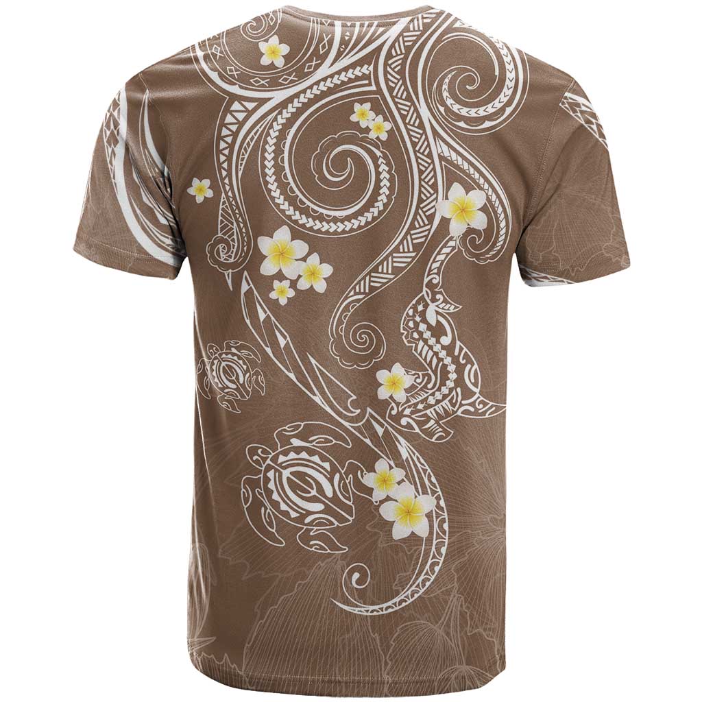 Polynesia Tribal T Shirt Mocha Plumeria Tentacles