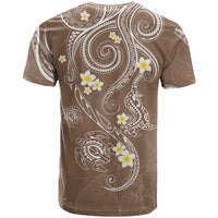Polynesia Tribal T Shirt Mocha Plumeria Tentacles
