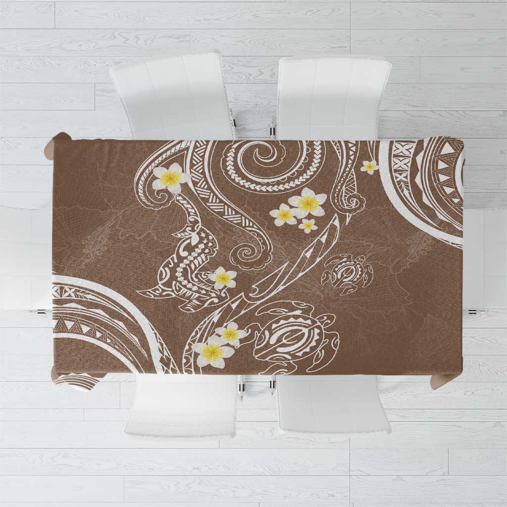 Polynesia Tribal Tablecloth Mocha Plumeria Tentacles LT7 Mocha - Polynesian Pride