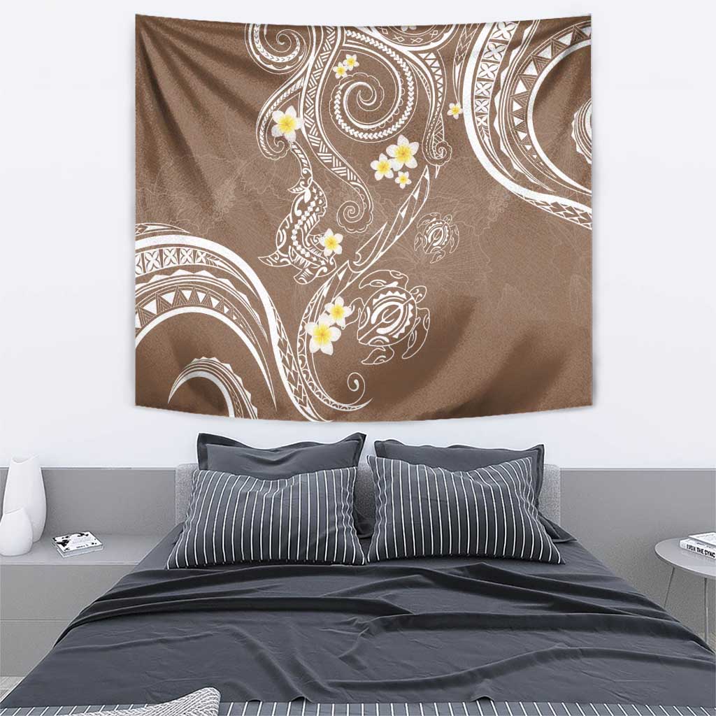 Polynesia Tribal Tapestry Mocha Plumeria Tentacles