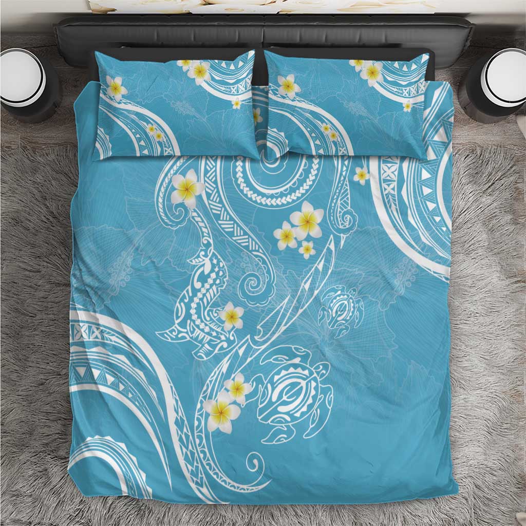 Polynesia Tribal Bedding Set Turquoise Plumeria Tentacles LT7 Turquoise - Polynesian Pride
