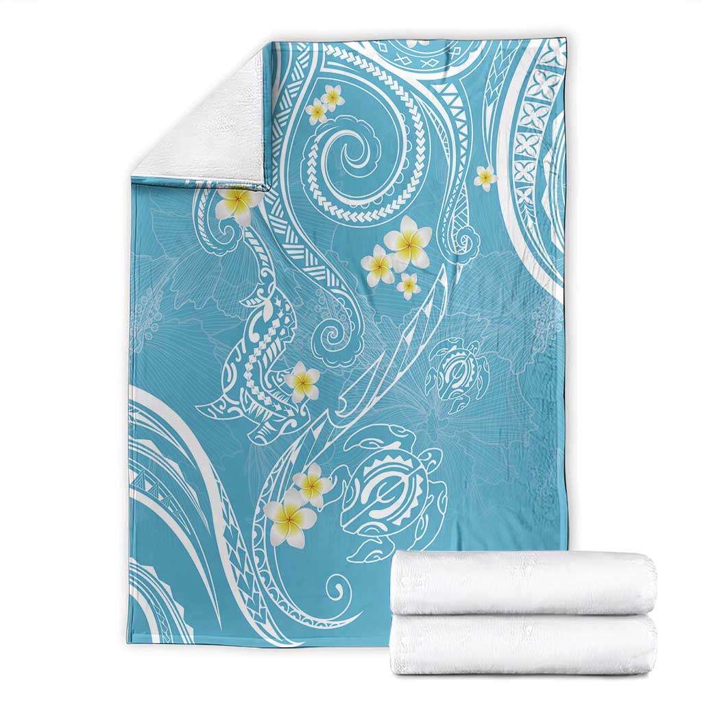 Polynesia Tribal Blanket Turquoise Plumeria Tentacles
