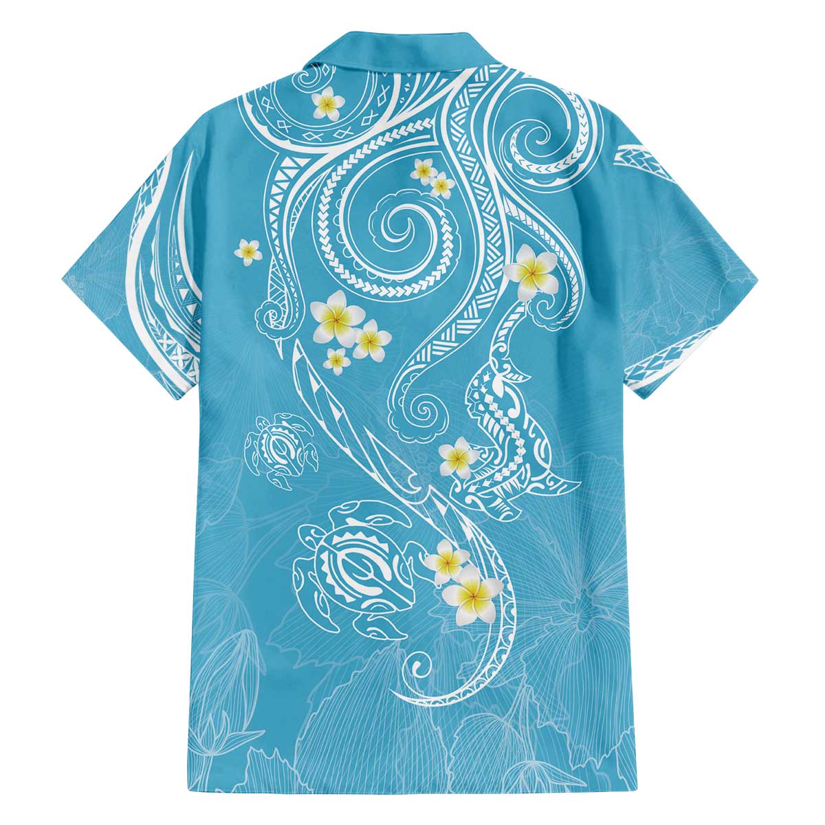 Polynesia Tribal Family Matching Off The Shoulder Long Sleeve Dress and Hawaiian Shirt Turquoise Plumeria Tentacles LT7 - Polynesian Pride