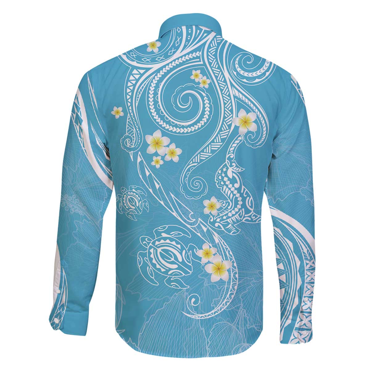 Polynesia Tribal Family Matching Off The Shoulder Long Sleeve Dress and Hawaiian Shirt Turquoise Plumeria Tentacles LT7 - Polynesian Pride