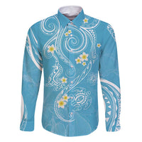 Polynesia Tribal Family Matching Off Shoulder Maxi Dress and Hawaiian Shirt Turquoise Plumeria Tentacles