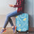 Polynesia Tribal Luggage Cover Turquoise Plumeria Tentacles