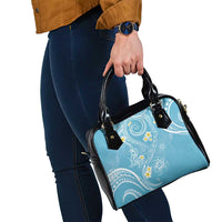 Polynesia Tribal Shoulder Handbag Turquoise Plumeria Tentacles