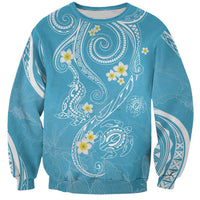 Polynesia Tribal Sweatshirt Turquoise Plumeria Tentacles
