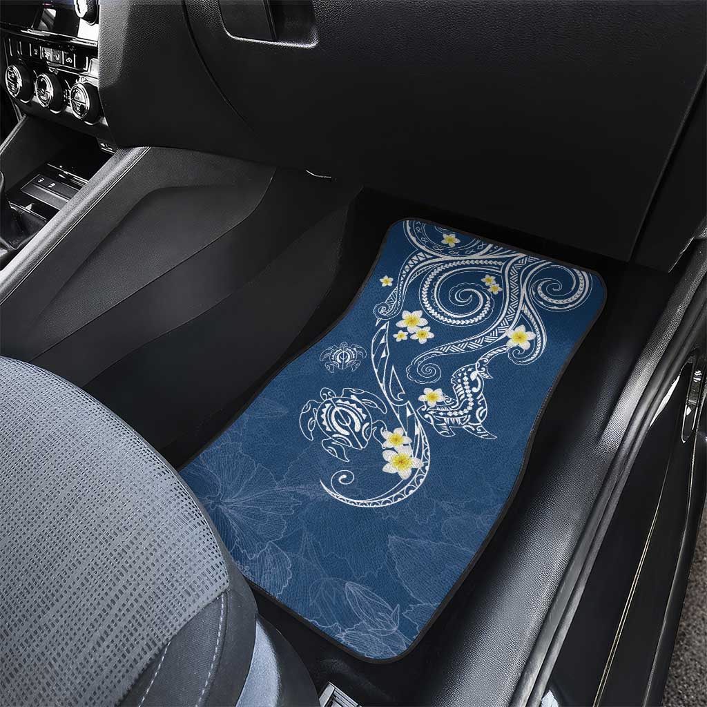 Polynesia Tribal Car Mats Deep Blue Plumeria Tentacles