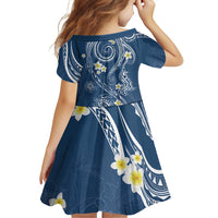Polynesia Tribal Family Matching Off Shoulder Short Dress and Hawaiian Shirt Deep Blue Plumeria Tentacles