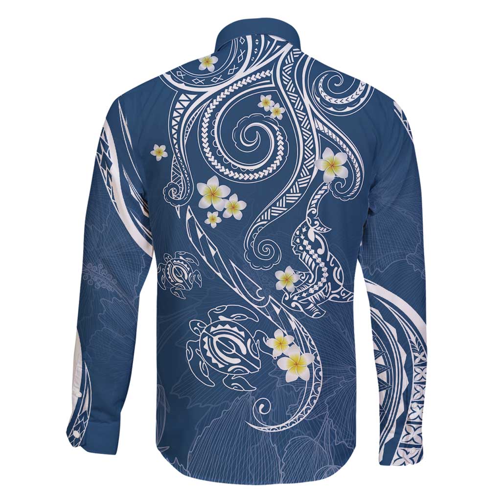 Polynesia Tribal Family Matching Puletasi and Hawaiian Shirt Deep Blue Plumeria Tentacles
