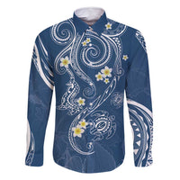 Polynesia Tribal Family Matching Tank Maxi Dress and Hawaiian Shirt Deep Blue Plumeria Tentacles