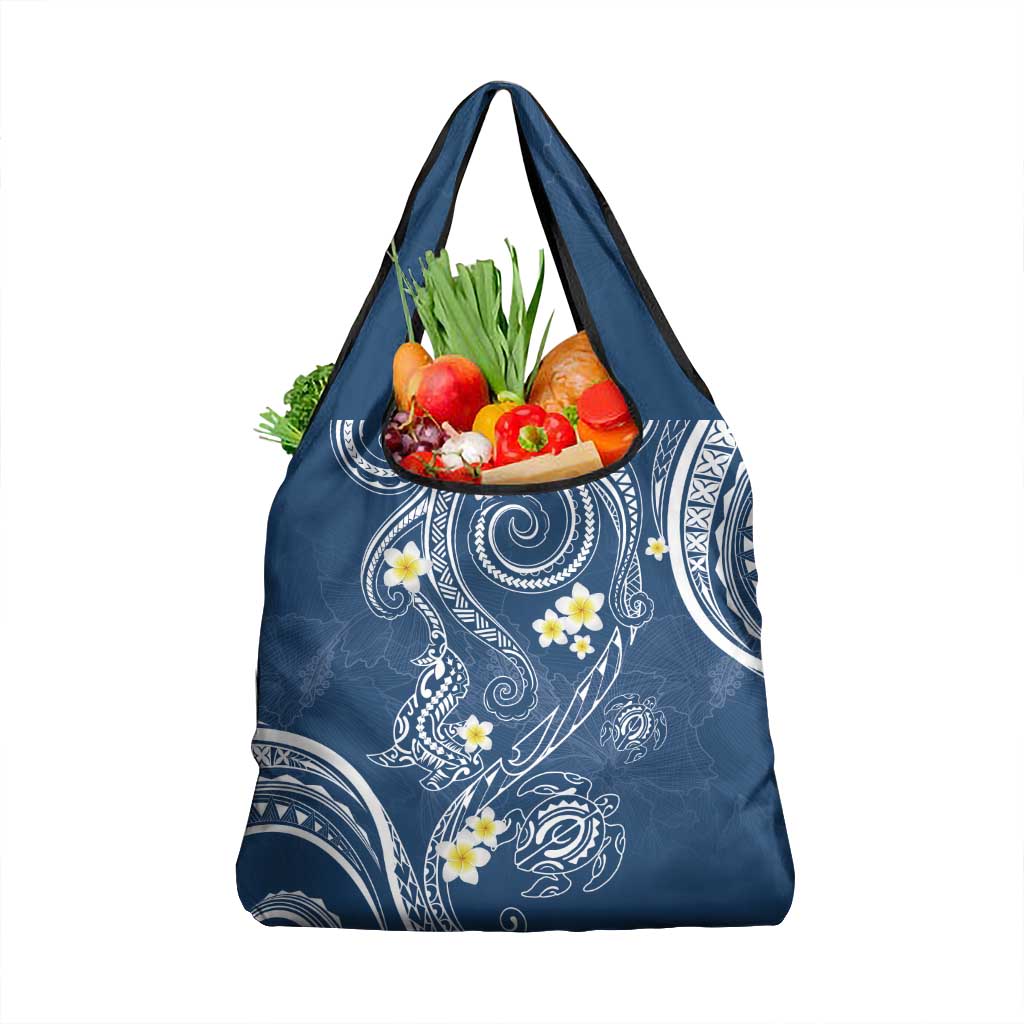 Polynesia Tribal Grocery Bag Deep Blue Plumeria Tentacles LT7 1-pack One Size Blue - Polynesian Pride