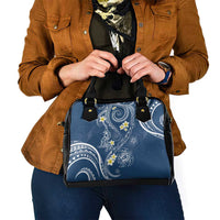 Polynesia Tribal Shoulder Handbag Deep Blue Plumeria Tentacles