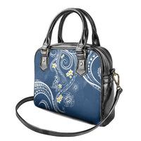 Polynesia Tribal Shoulder Handbag Deep Blue Plumeria Tentacles