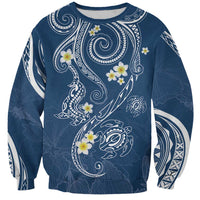 Polynesia Tribal Sweatshirt Deep Blue Plumeria Tentacles