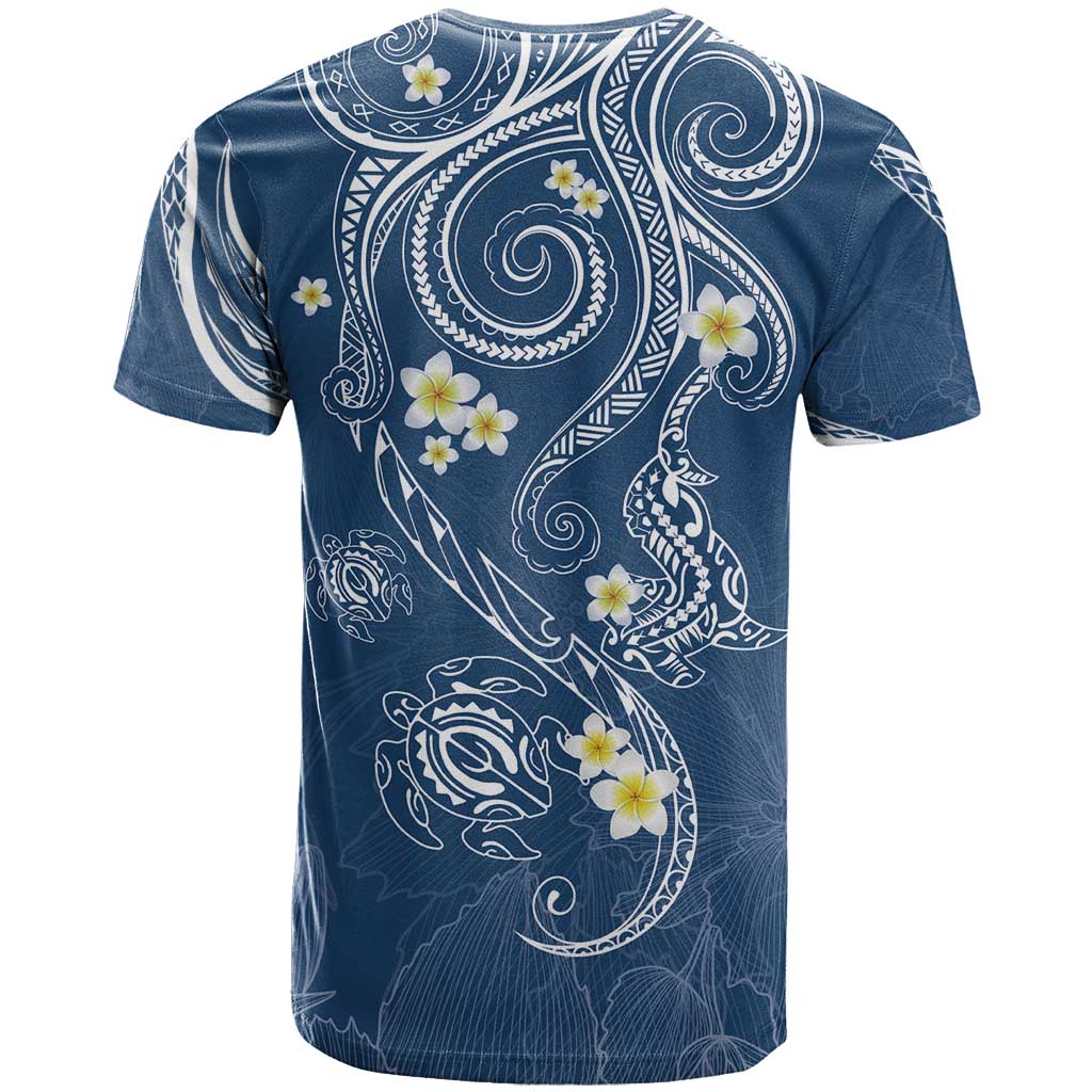 Polynesia Tribal T Shirt Deep Blue Plumeria Tentacles