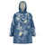 Polynesia Tribal Wearable Blanket Hoodie Deep Blue Plumeria Tentacles