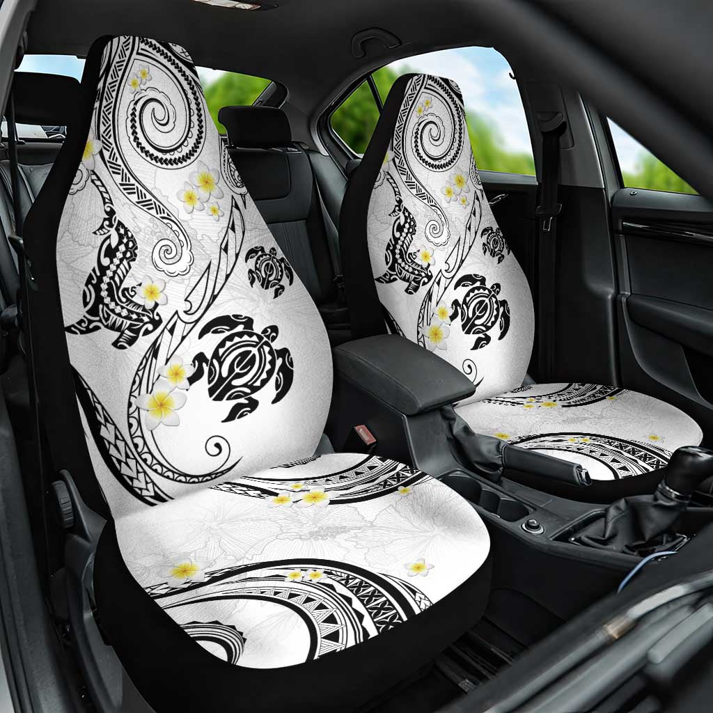 Polynesia Tribal Car Seat Cover White Plumeria Tentacles
