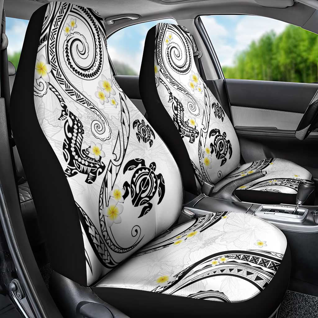 Polynesia Tribal Car Seat Cover White Plumeria Tentacles